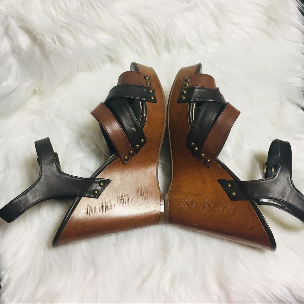 Sam Edelman wooden sole wedge sandals.